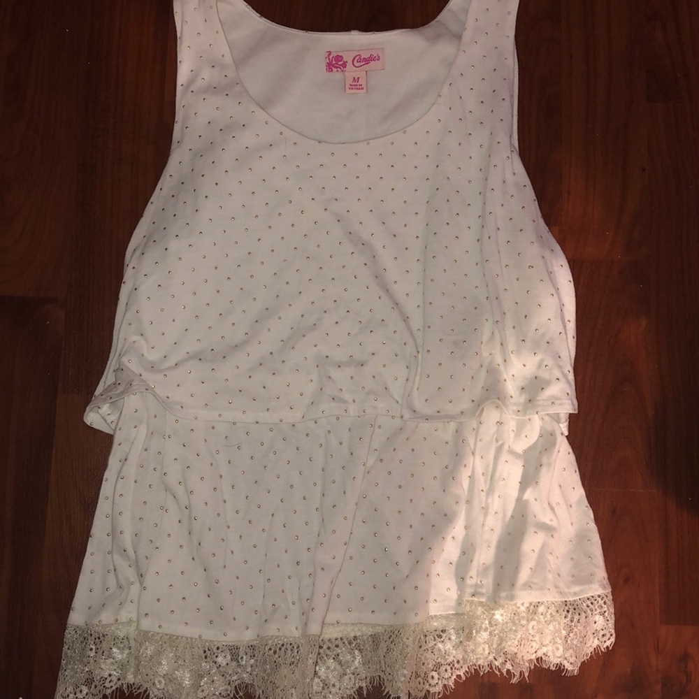 Candie’s White Tank Top with Gold Studs
